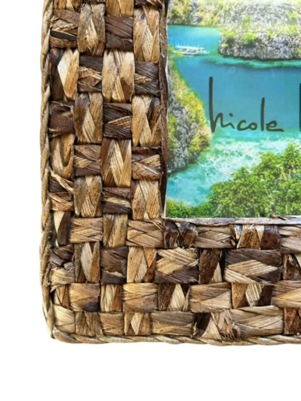 Nicole Miller Home 5x7 Photo Frame Woven Rattan Rustic Boho Decor Hand Crafted